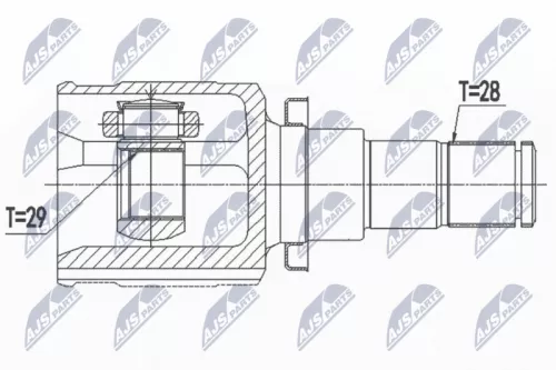 NTY NTY NPW-SU-038 Front Left NTY Cv Joint & Boot Kit 