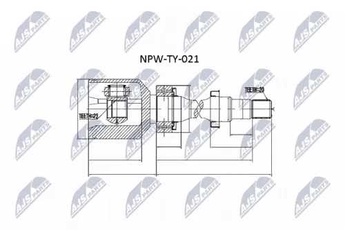 NTY NTY NPW-TY-021 Inner Front Right NTY Cv Joint & Boot Kit 
