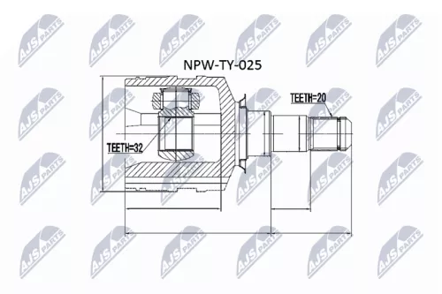 NTY NTY NPW-TY-025 Inner NTY Cv Joint & Boot Kit 