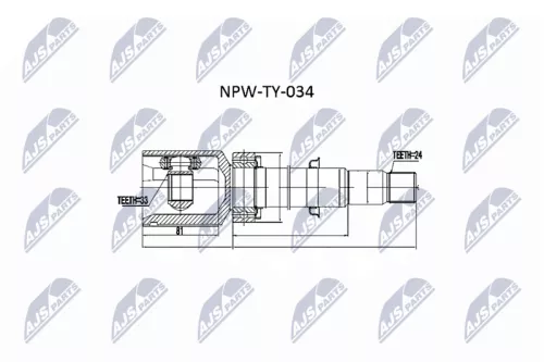 NTY NTY NPW-TY-034 Front Left Outer NTY Cv Joint & Boot Kit 