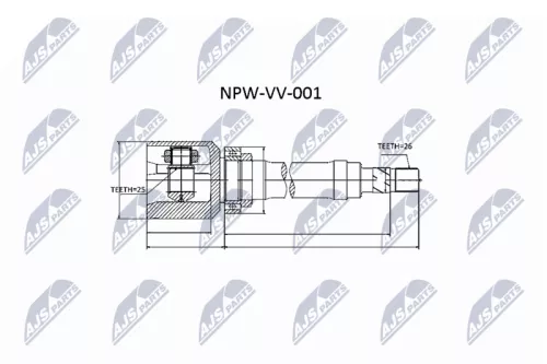 NTY NTY NPW-VV-001 Front Right NTY Cv Joint & Boot Kit 