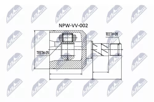 NTY NTY NPW-VV-002 Front Left NTY Cv Joint & Boot Kit 