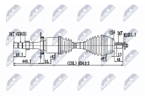 NTY NTY NPW-VV-133 NTY NPW-VV-133 Drive Shaft 
