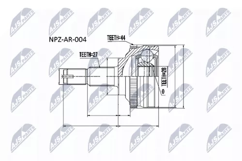 NTY NTY NPZ-AR-004 Front Left Front Right NTY Cv Joint & Boot Kit 