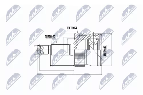 NTY NTY NPZ-CH-008 Outer NTY Cv Joint & Boot Kit 