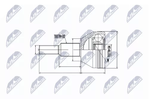 NTY NTY NPZ-CH-016 Outer NTY Cv Joint & Boot Kit 