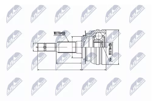 NTY NTY NPZ-DW-002 Outer NTY Cv Joint & Boot Kit 