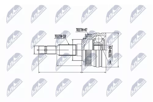 NTY NTY NPZ-DW-004 Outer NTY Cv Joint & Boot Kit 