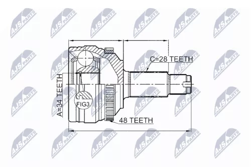 NTY NTY NPZ-DW-028 Front Outer NTY Cv Joint & Boot Kit 