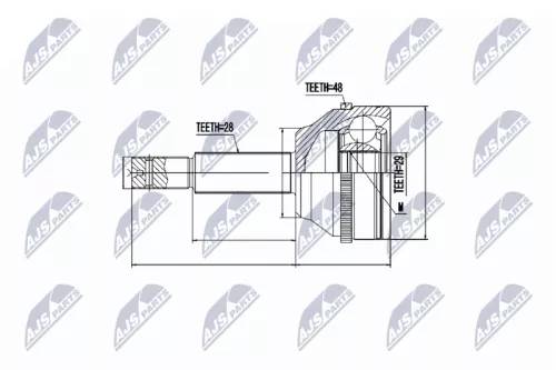 NTY NTY NPZ-FR-032 Front Left Front Right NTY Cv Joint & Boot Kit 