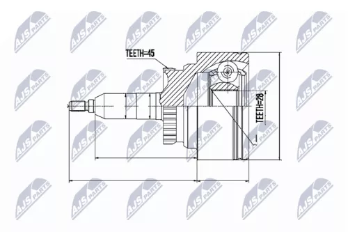 NTY NTY NPZ-FR-045 Front Left Front Right NTY Cv Joint & Boot Kit 