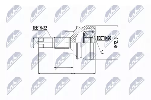 NTY NTY NPZ-FT-002 Outer NTY Cv Joint & Boot Kit 