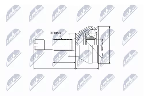 NTY NTY NPZ-FT-019 Outer NTY Cv Joint & Boot Kit 