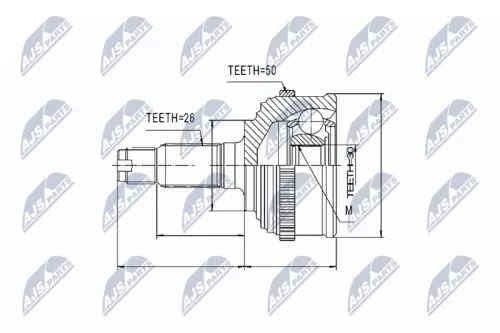 NTY NTY NPZ-HD-022 Front Left Front Right NTY Cv Joint & Boot Kit 