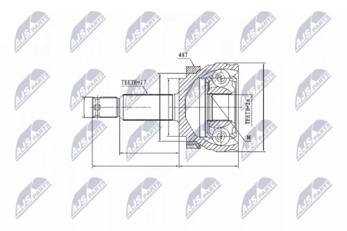 NTY NTY NPZ-HY-507 Front Right Front Left NTY Cv Joint & Boot Kit 