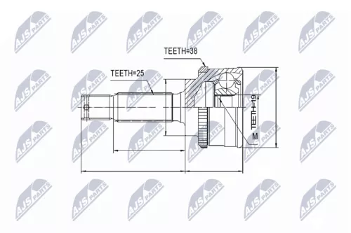 NTY NTY NPZ-HY-512 Front Left NTY Cv Joint & Boot Kit 