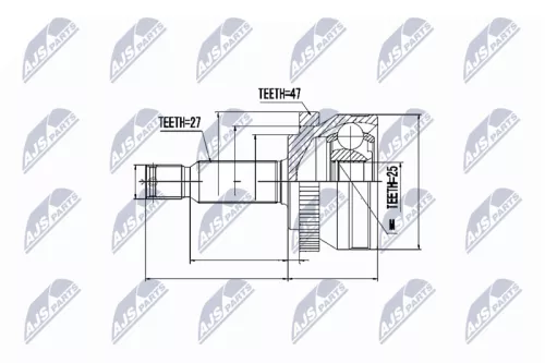 NTY NTY NPZ-HY-531 Outer NTY Cv Joint & Boot Kit 