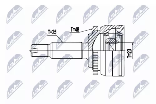 NTY NTY NPZ-HY-559 Front Outer NTY Cv Joint & Boot Kit 