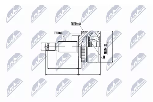 NTY NTY NPZ-KA-357 Front Right Front Left NTY Cv Joint & Boot Kit 