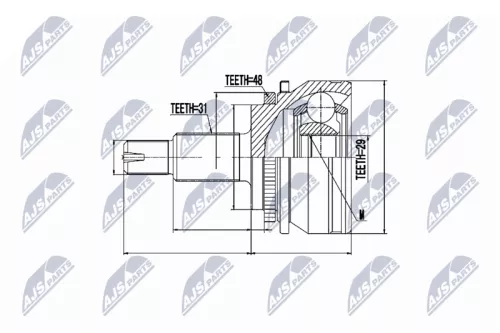 NTY NTY NPZ-LR-006 Rear Right Rear Left NTY Cv Joint & Boot Kit 