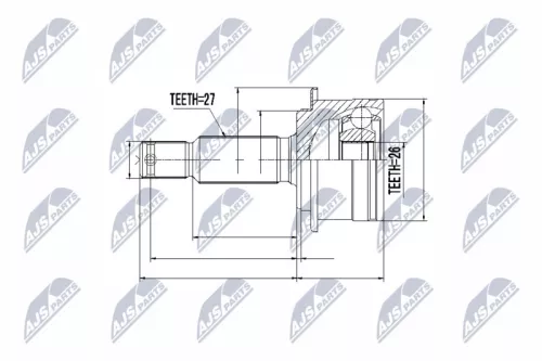 NTY NTY NPZ-MS-060 Rear Left Rear Right NTY Cv Joint & Boot Kit 