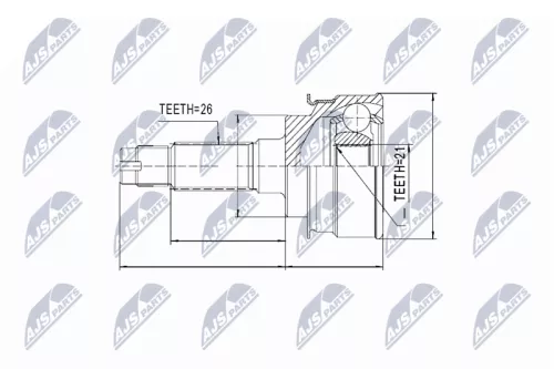 NTY NTY NPZ-MZ-008 Outer NTY Cv Joint & Boot Kit 