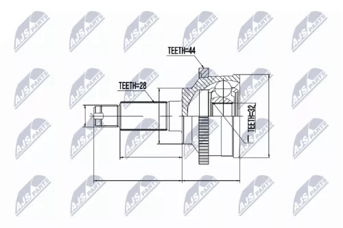 NTY NTY NPZ-MZ-022 Outer NTY Cv Joint & Boot Kit 