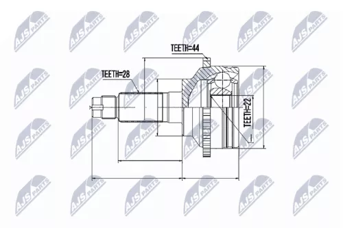 NTY NTY NPZ-MZ-031 Outer NTY Cv Joint & Boot Kit 