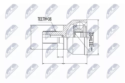 NTY NTY NPZ-MZ-043 Outer NTY Cv Joint & Boot Kit 