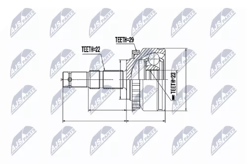 NTY NTY NPZ-PL-015 Front Left Front Right NTY Cv Joint & Boot Kit 