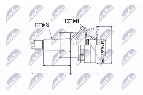 NTY NTY NPZ-SU-001 Front Left Inner NTY Cv Joint & Boot Kit 
