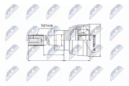 NTY NTY NPZ-SU-006 Outer NTY Cv Joint & Boot Kit 