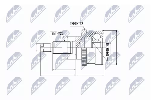 NTY NTY NPZ-SU-022 Front Left NTY Cv Joint & Boot Kit 