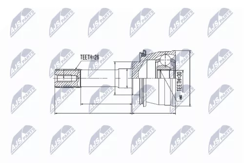 NTY NTY NPZ-SU-028 Outer NTY Cv Joint & Boot Kit 