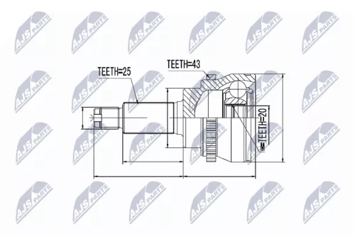 NTY NTY NPZ-SU-033 Outer NTY Cv Joint & Boot Kit 