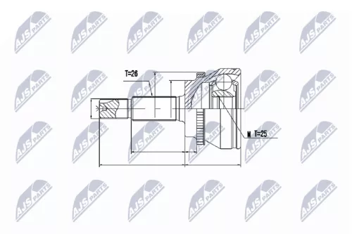 NTY NTY NPZ-TY-067 Front Outer NTY Cv Joint & Boot Kit 