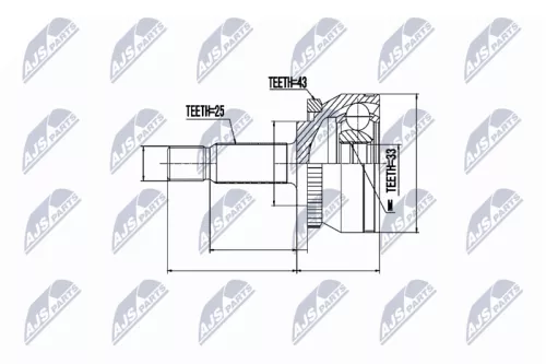 NTY NTY NPZ-VV-002 Front Left Front Right NTY Cv Joint & Boot Kit 