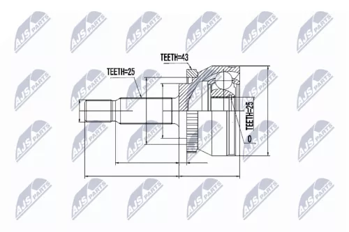 NTY NTY NPZ-VV-015 Outer NTY Cv Joint & Boot Kit 