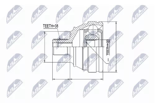 NTY NTY NPZ-VW-003 Outer NTY Cv Joint & Boot Kit 