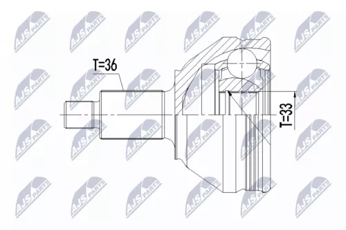 NTY NTY NPZ-VW-049 Front Outer NTY Cv Joint & Boot Kit 