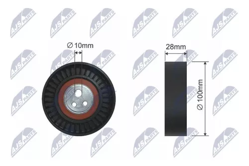 NTY NTY RNK-AR-009 Deflection/Guide Pulley, V-ribbed belt 