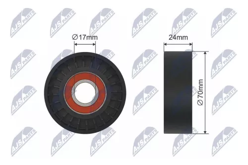 NTY NTY (RNK-AU-003) Tensioner Pulley, V-ribbed belt 