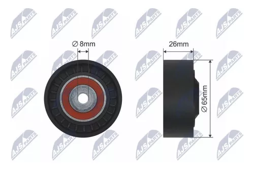 NTY NTY RNK-AU-016 Deflection/Guide Pulley, V-ribbed belt 