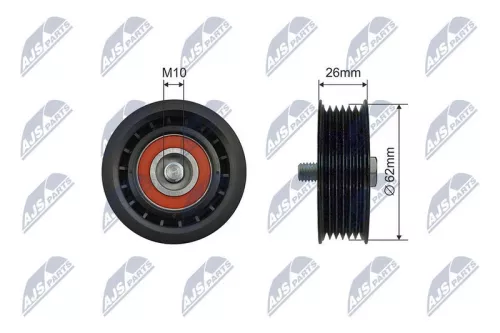 NTY NTY RNK-AU-061 Tensioner Pulley, V-ribbed belt 