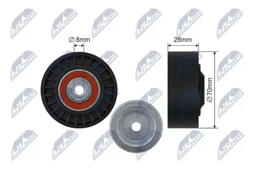 NTY NTY RNK-AU-064 Deflection/Guide Pulley, V-ribbed belt 
