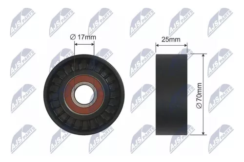 NTY NTY RNK-CT-016 Deflection/Guide Pulley, V-ribbed belt 