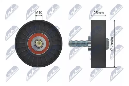 NTY NTY RNK-CT-025 Deflection/Guide Pulley, V-ribbed belt 