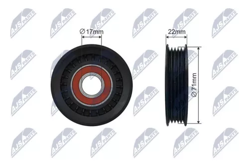 NTY NTY RNK-FR-057 Tensioner Pulley, V-ribbed belt 