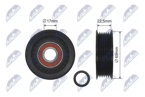 NTY NTY RNK-PL-003 Deflection/Guide Pulley, V-ribbed belt 