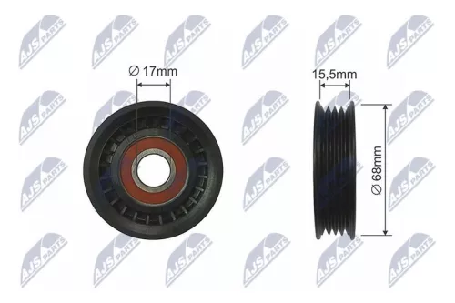 NTY NTY RNK-SB-000 Deflection/Guide Pulley, V-ribbed belt 